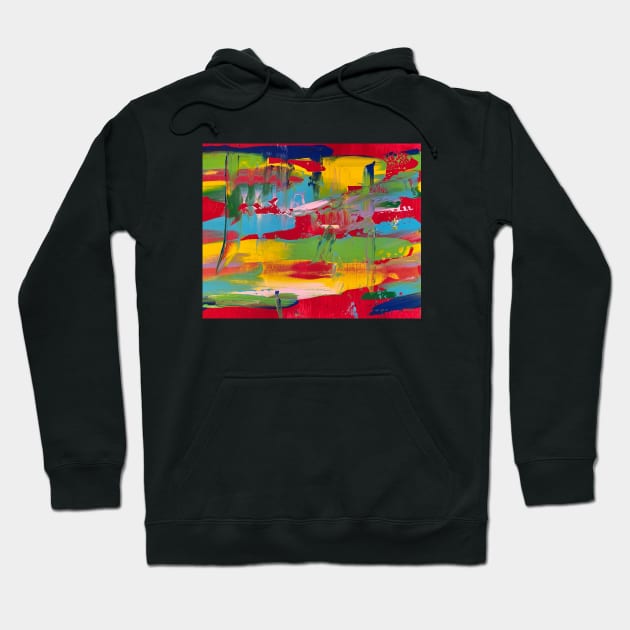 Red Abstract Smeared Painting Hoodie by courtneylgraben